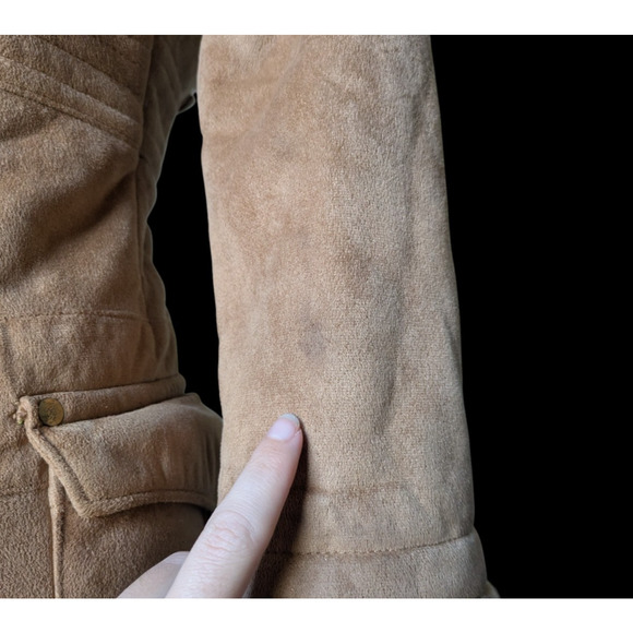 Baby Phat Girls Brown Tan Faux Fur Coat Size Small Y2K Penny Lane Embroidered - Picture 12 of 16